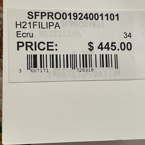 SANDRO PARIS Ecru Floral Viscose Long Balloon Sleeve Shirt Dress Sz 4 NWT MSRP$4 - Picture 4 of 11